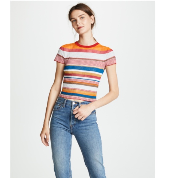 Rag & Bone Katie Metallic Stripe Tee - Picture 2 of 7
